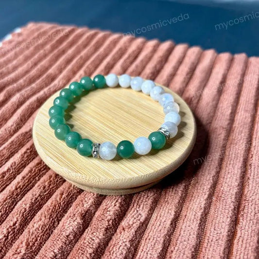 Green Aventurine & Moonstone Bracelet – Luck, Prosperity & Emotional Balance