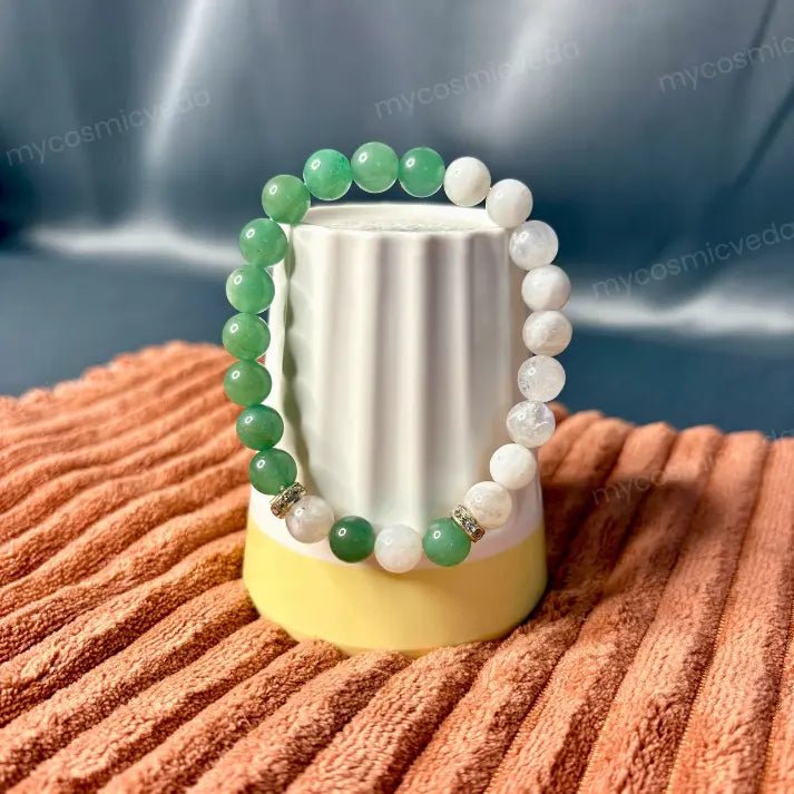 Green Aventurine & Moonstone Bracelet – Luck, Prosperity & Emotional Balance