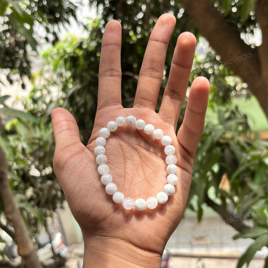 Moonstone Chakra Bracelet with White Glow